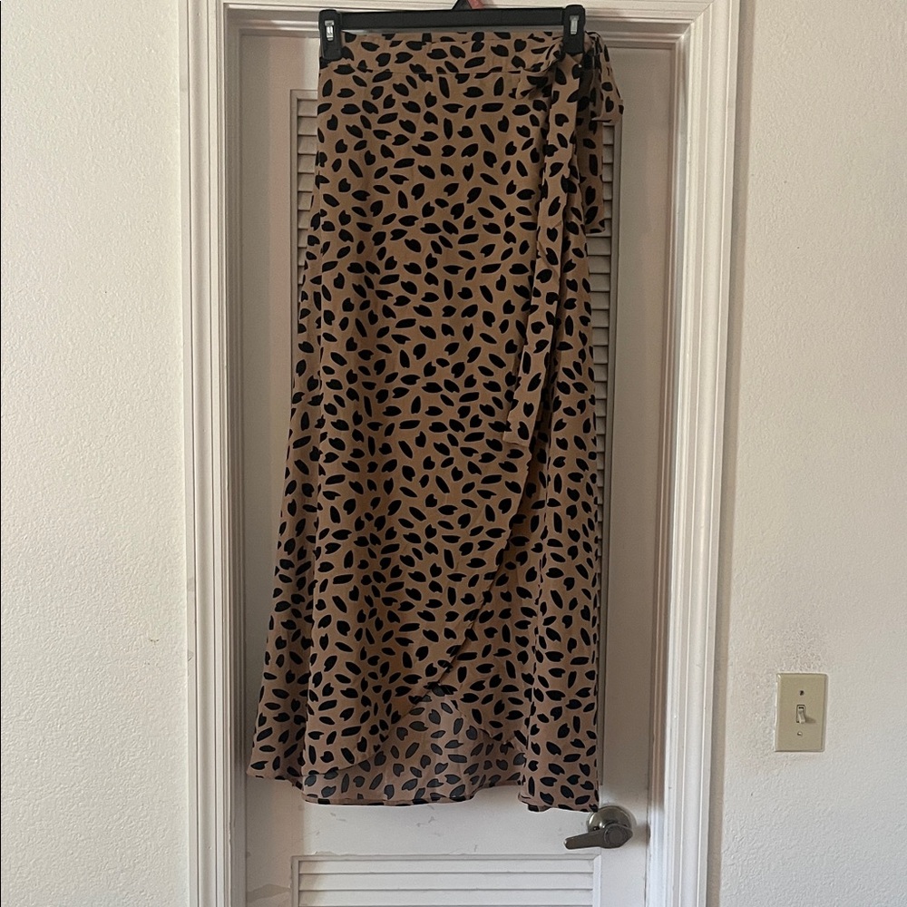 Amazon Brown and Black Animal Print Maxi Skirt